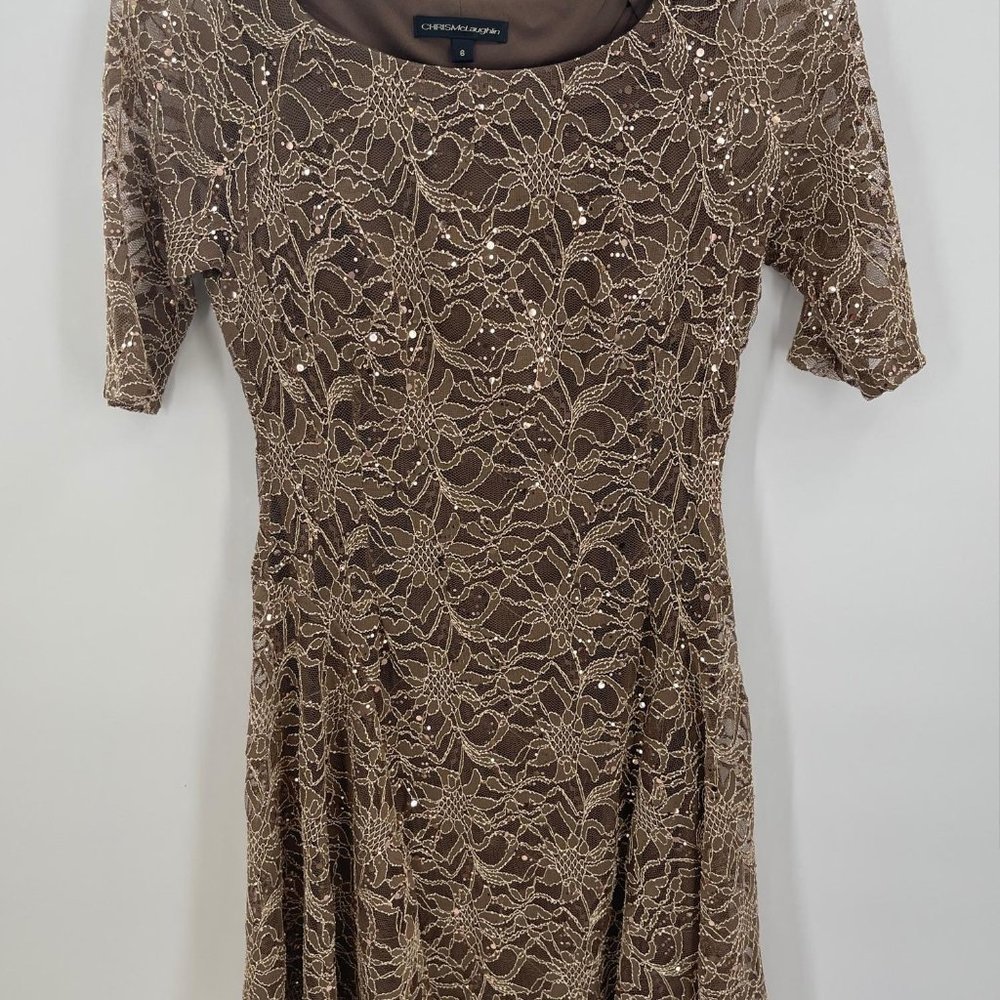 CHRIS‎ MCLAUGHLIN GOLD SEQUIN LINED DRESS